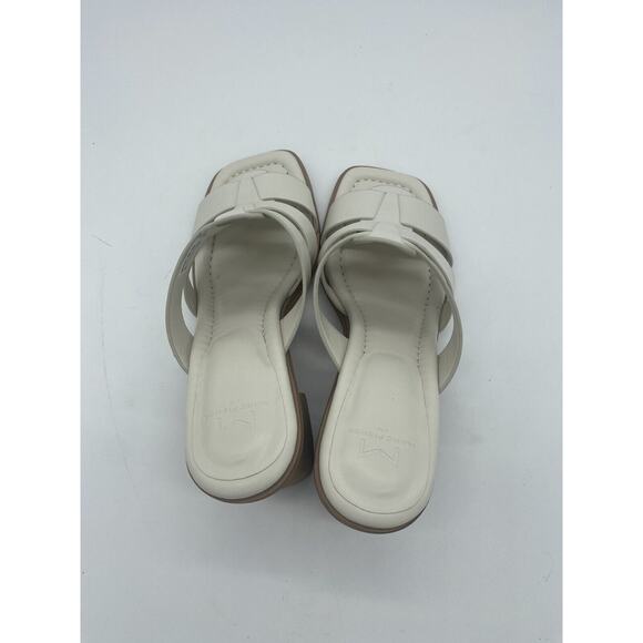 New Marc Fisher LTD Louisa Leather Block‎ Heel Slip On Mules Woven Ivory Size 8M - Picture 6 of 8